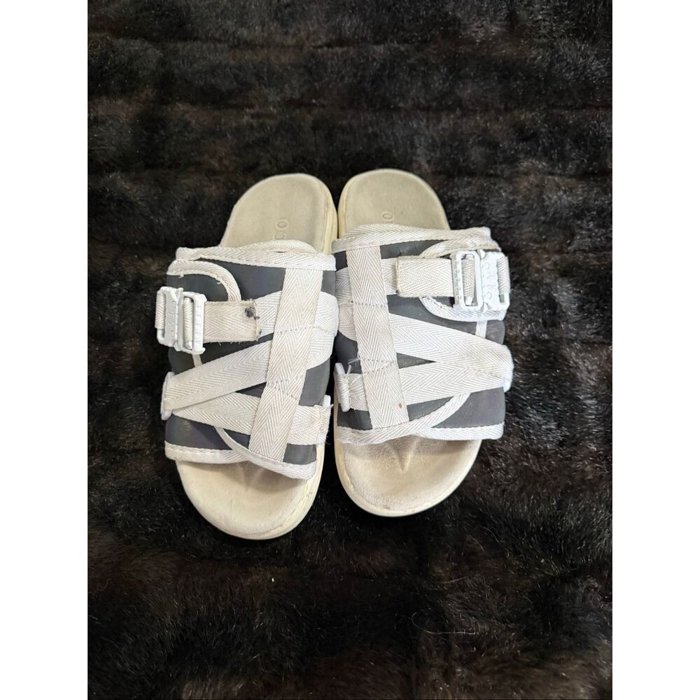 Draco Black White Strap Slides slip on shoes 5 6